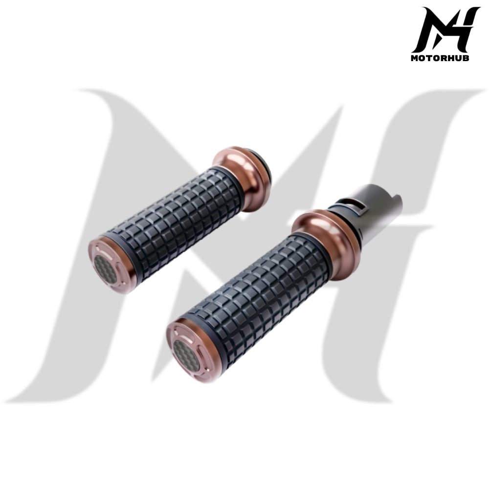 MH Style Silicone Rubber Grips with CNC Alloy Touring 2023+ Throttle By Wire [Bronze] MH9901090