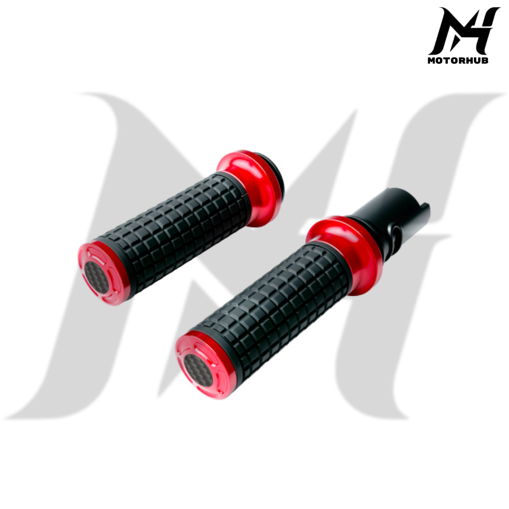 MH Style Silicone Rubber Grips with CNC Alloy Touring 2023+ Throttle By Wire [Red] MH9901086