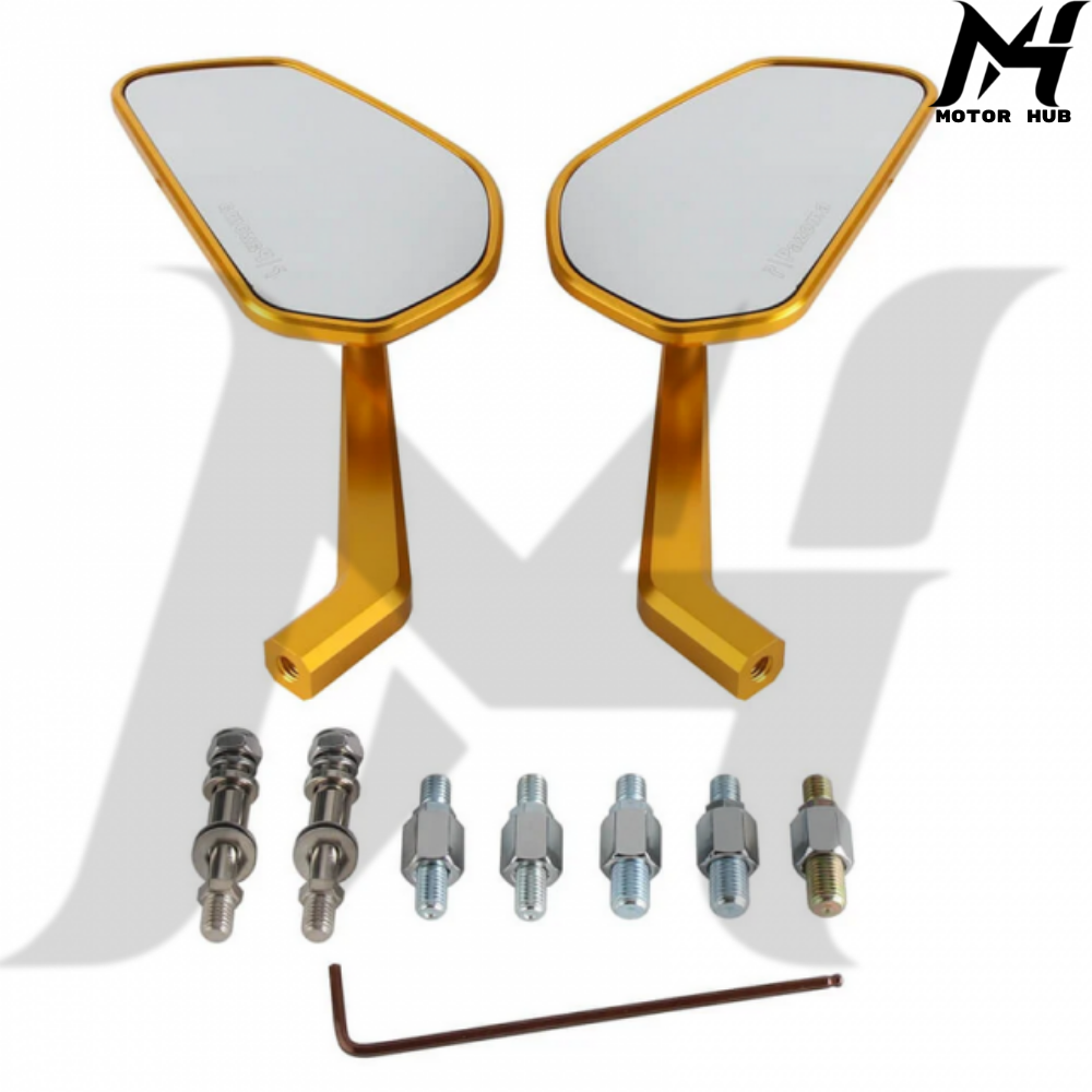 [Gold] Carbon Fiber Mirrors Rearview Side Mirror For 8mm 10mm Mirror Thread MH990092