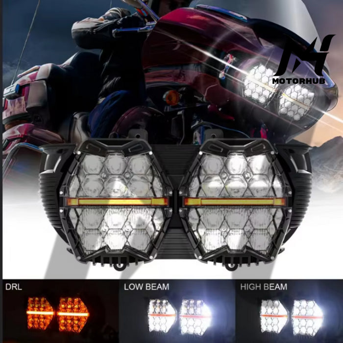 LED Performance Headlight High Low Beam Amber DRL for Harley Touring Road Glide FLTR 2015-2023 MH9900159
