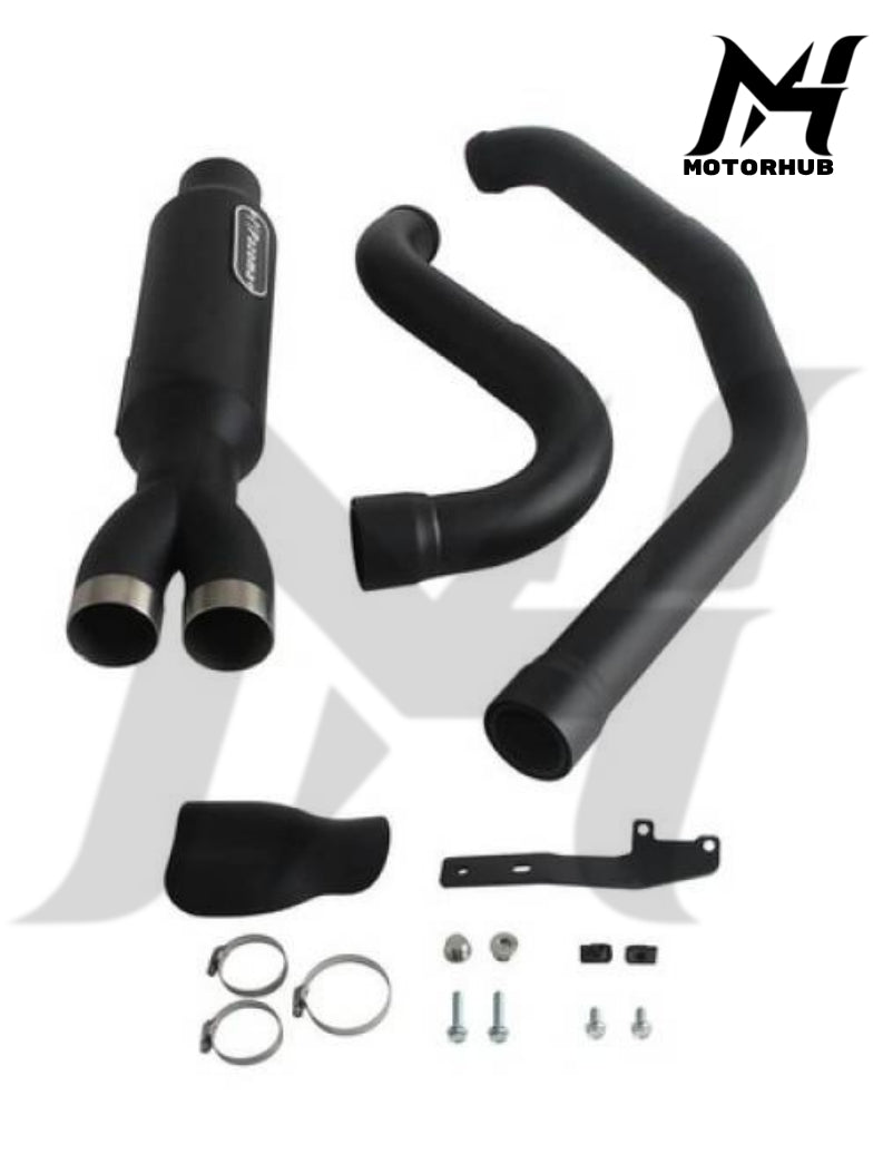 Harley Touring FLH M8 Bagger Shorty 2-into-1 Full Exhaust System Stainless Steel Muffler 2017-205 [Black] MH9900654