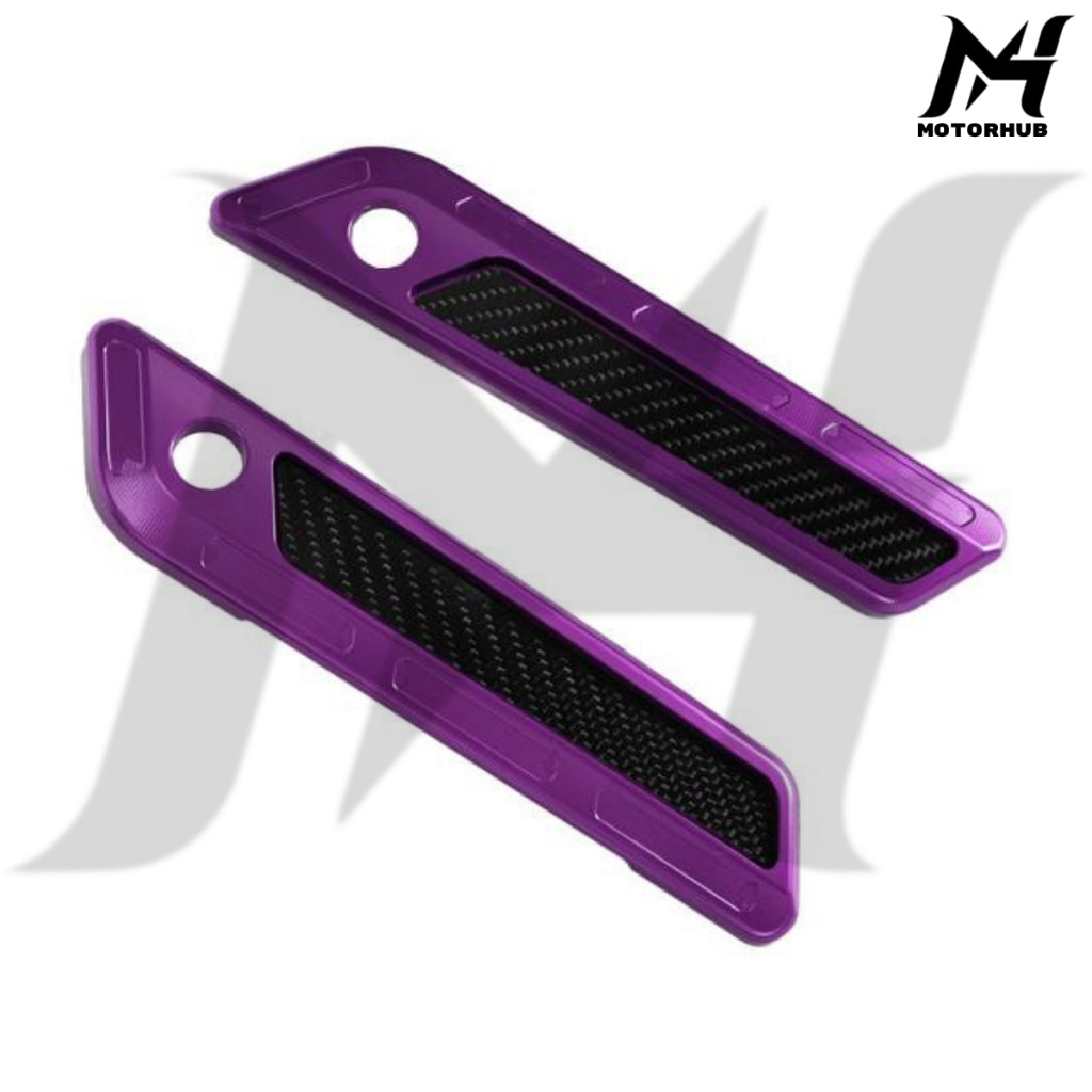 CNC Aluminum T6061 Saddlebag Hinge Latch Covers with Carbon Fiber reflector 2017-2023 [Purple] MH7700334