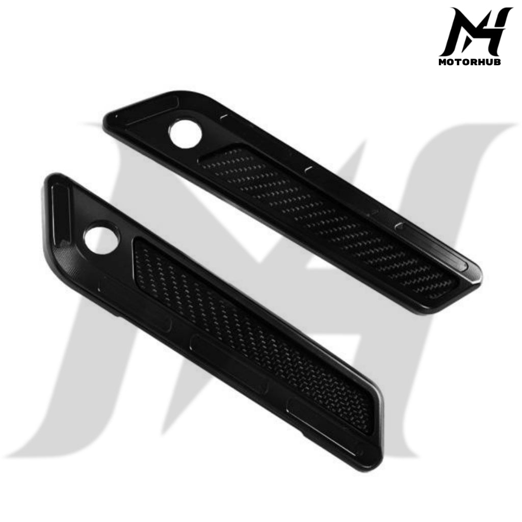 CNC Aluminum T6061 Saddlebag Hinge Latch Covers with Carbon Fiber reflector 2017-2023 [Black] MH7700329