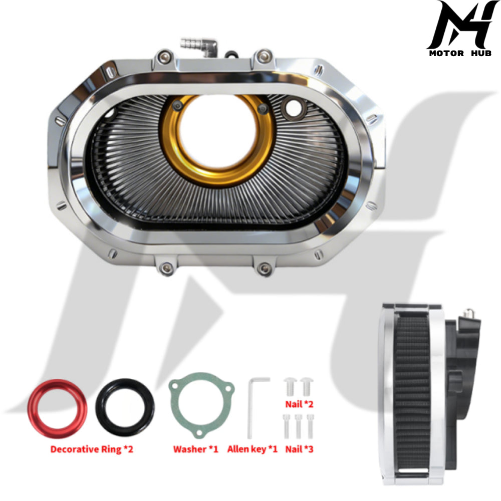 VMS 121-16D Gen 1 Air Filter-Aluminum Fit for Harley-Davidson Milwaukee-Eight 2017-2023 [Chrome] MH9901165