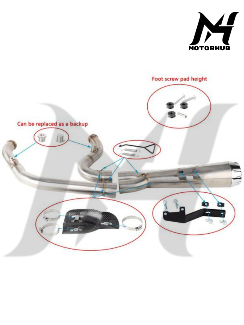 2 in 1 Softai M8 2 into-1 full Complete Exhaust system stainless steel Mufler for Harley sotail M8 2018-2025 [Brush Finish] MH9900312