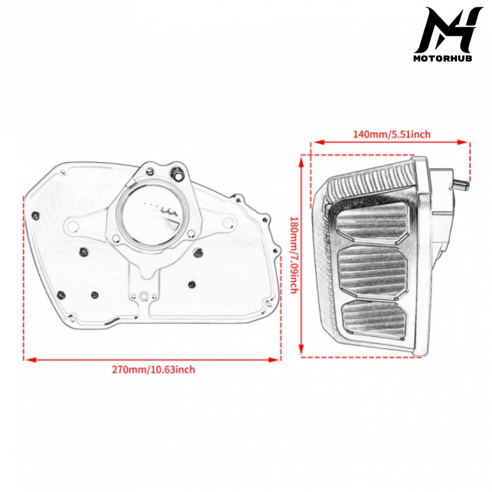 Air Filter Carbon Look Air Cleaner Red Intake Element for Harley Touring 2024+ Softail  2025+ [Red] MH9901245