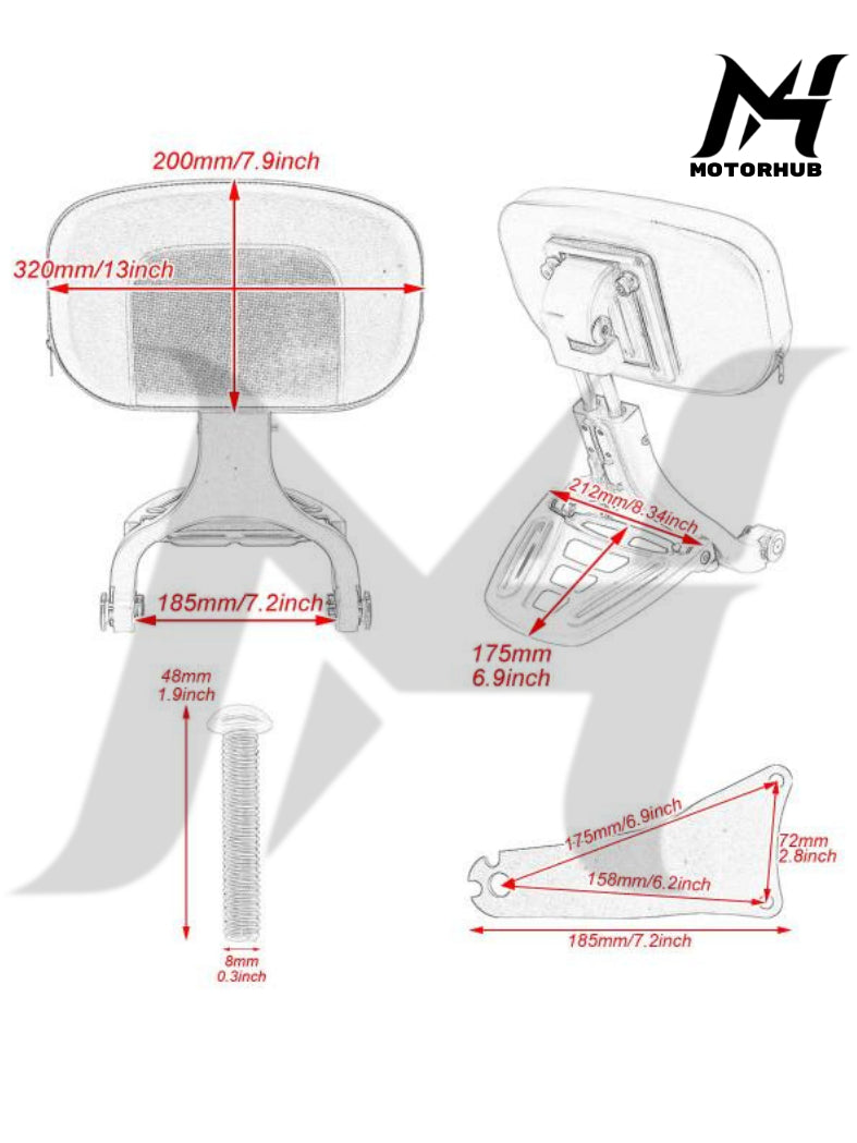 Multi-Purpose Rider / Passenger Backrest Sissy Bar for Harley Touring 2009-2013 MH9900485