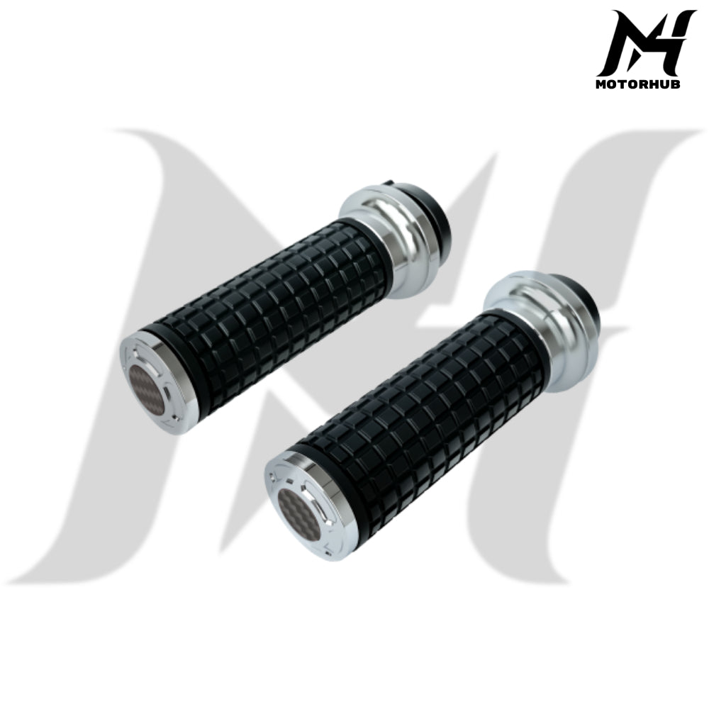 MH Style Silicone Rubber Grips with CNC Alloy Throttle By Wire [Silver] MH9901078