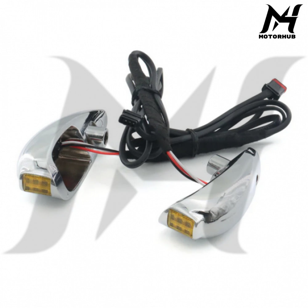 Chrome Strong Beam Front LED Turn Signals Running White & Signal Amber Road Glide Touring MH9900900