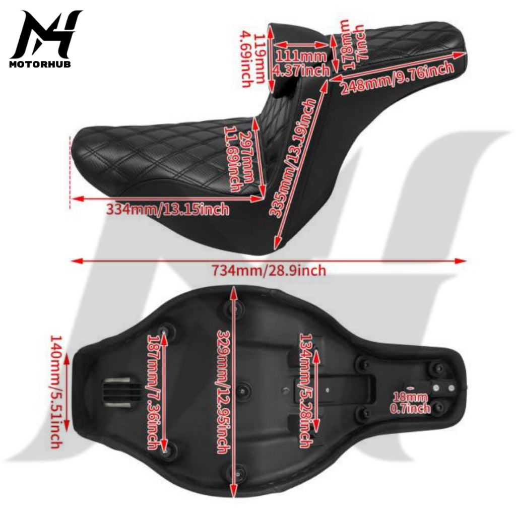 Driver Passenger Gel Seat w/ Backrest Black For Harley Low Rider FXLRST 2018-2024 MH7700383