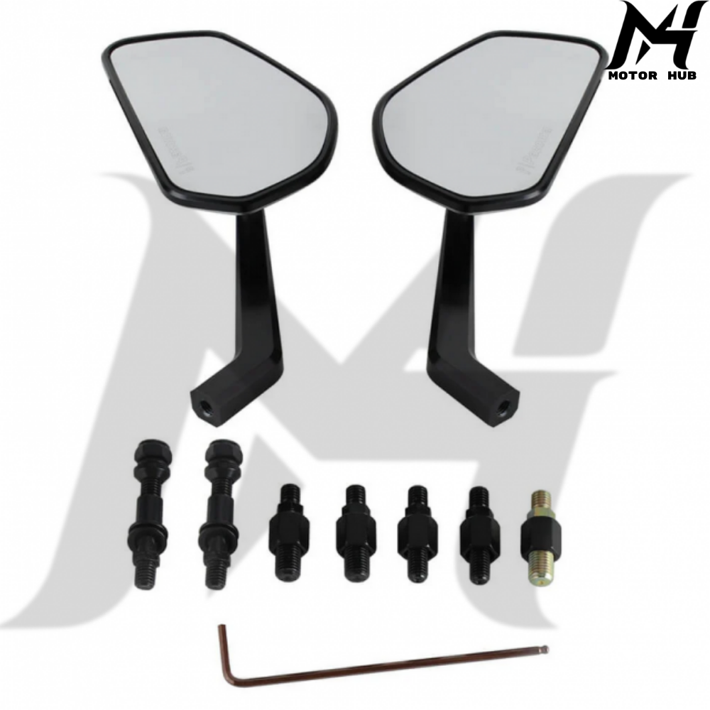 [Black] Carbon Fiber Mirrors Rearview Side Mirror For 8mm 10mm Mirror Thread MH990091
