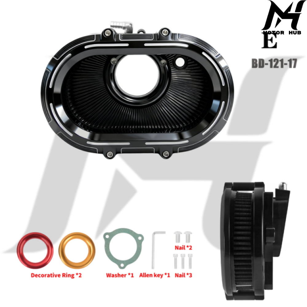 VMS 121-17D Gen 1 Air Filter-Aluminum Fit for Harley-Davidson Milwaukee-Eight 2017-2023 [Black] MH9901171
