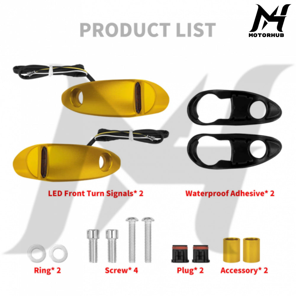 Motorcycle E-Mark LED Front Turn Signals Indicators for Harley Touring Road Glide 2014-2023 [Red] MH9901219