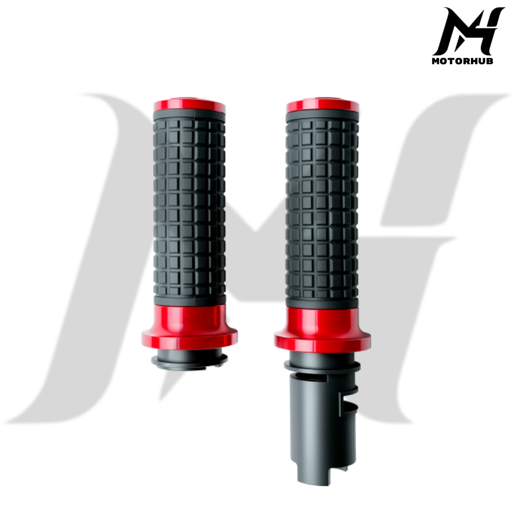 MH Style Silicone Rubber Grips with CNC Alloy Touring 2023+ Throttle By Wire [Red] MH9901086