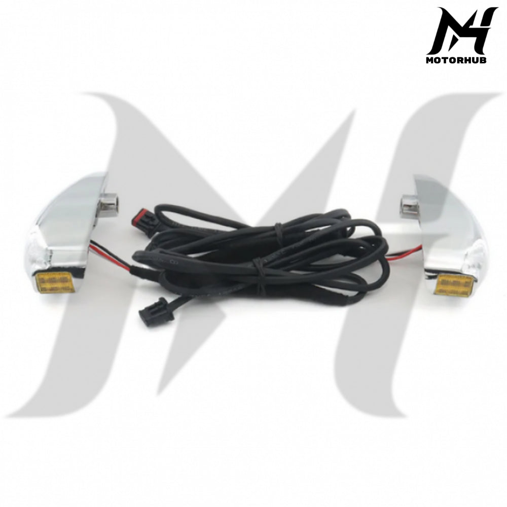 Chrome Strong Beam Front LED Turn Signals Running White & Signal Amber Road Glide Touring MH9900900