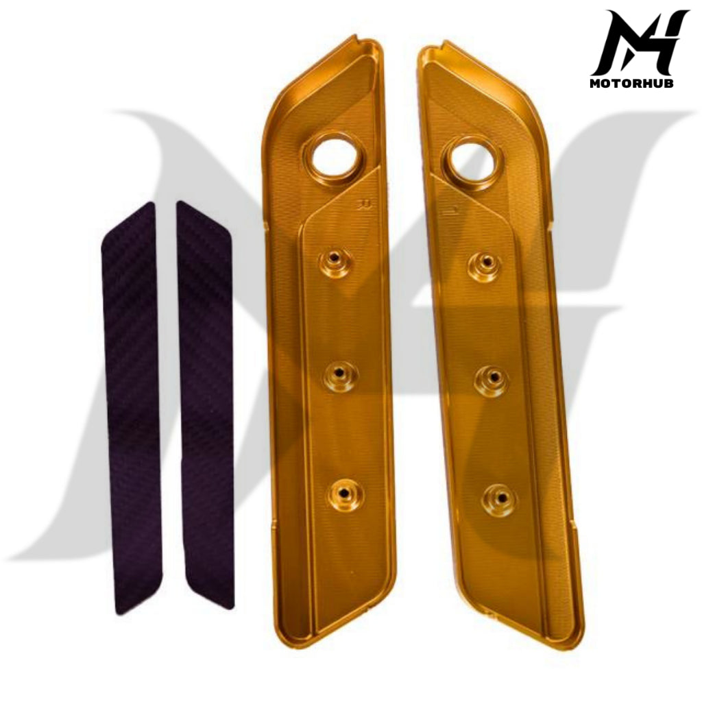 CNC Aluminum T6061 Saddlebag Hinge Latch Covers with Carbon Fiber reflector 2017-2023 [Gold] MH7700332