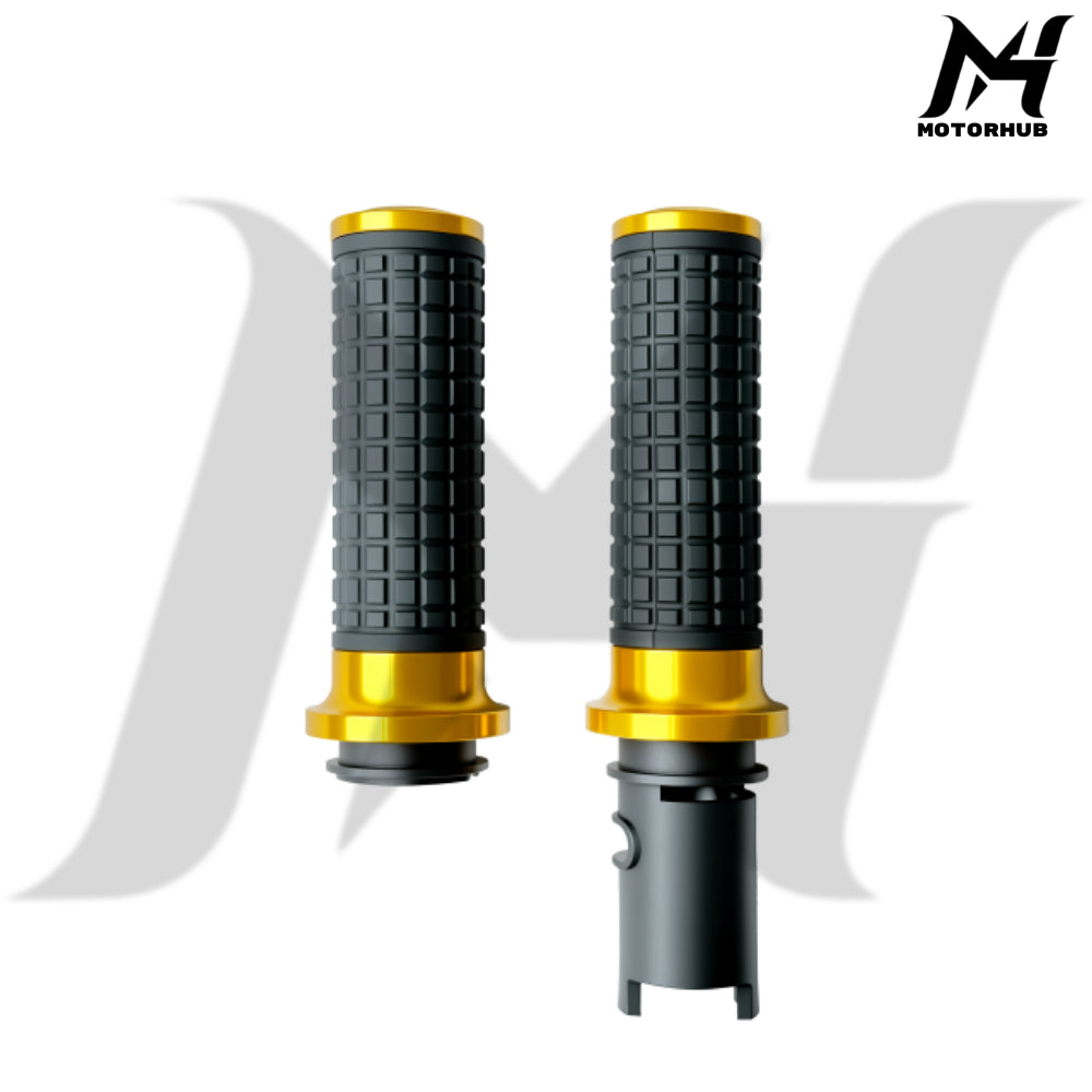 MH Style Silicone Rubber Grips with CNC Alloy Touring 2023+ Throttle By Wire [Gold] MH9901087