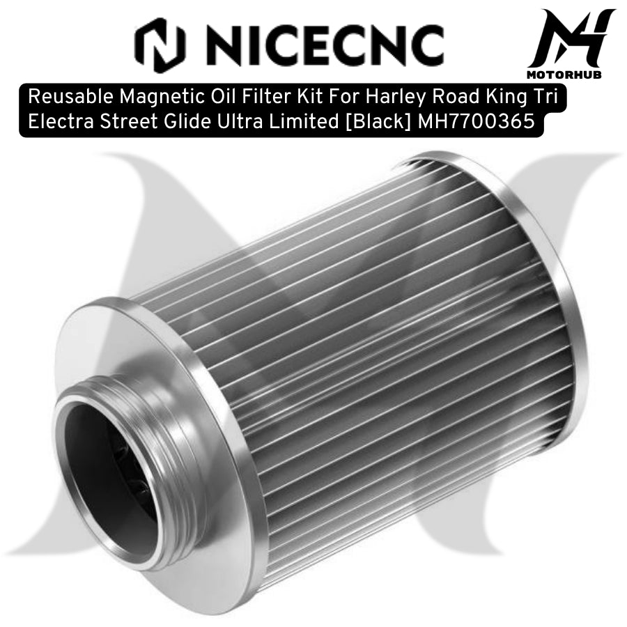 Reusable Magnetic Oil Filter Kit For Harley Road King Tri Electra Street Glide Ultra Limited [Black] MH7700365