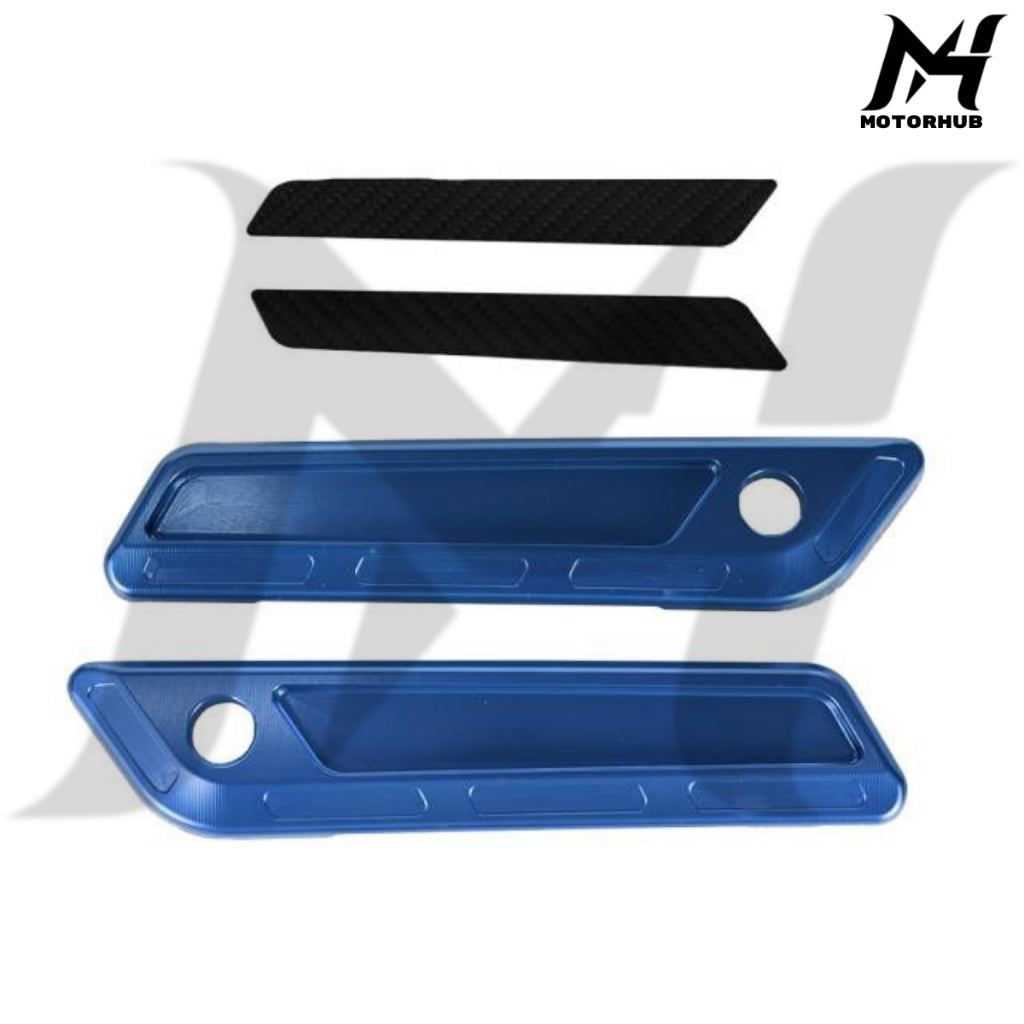 CNC Aluminum T6061 Saddlebag Hinge Latch Covers with Carbon Fiber reflector 2017-2023 [Blue] MH7700333