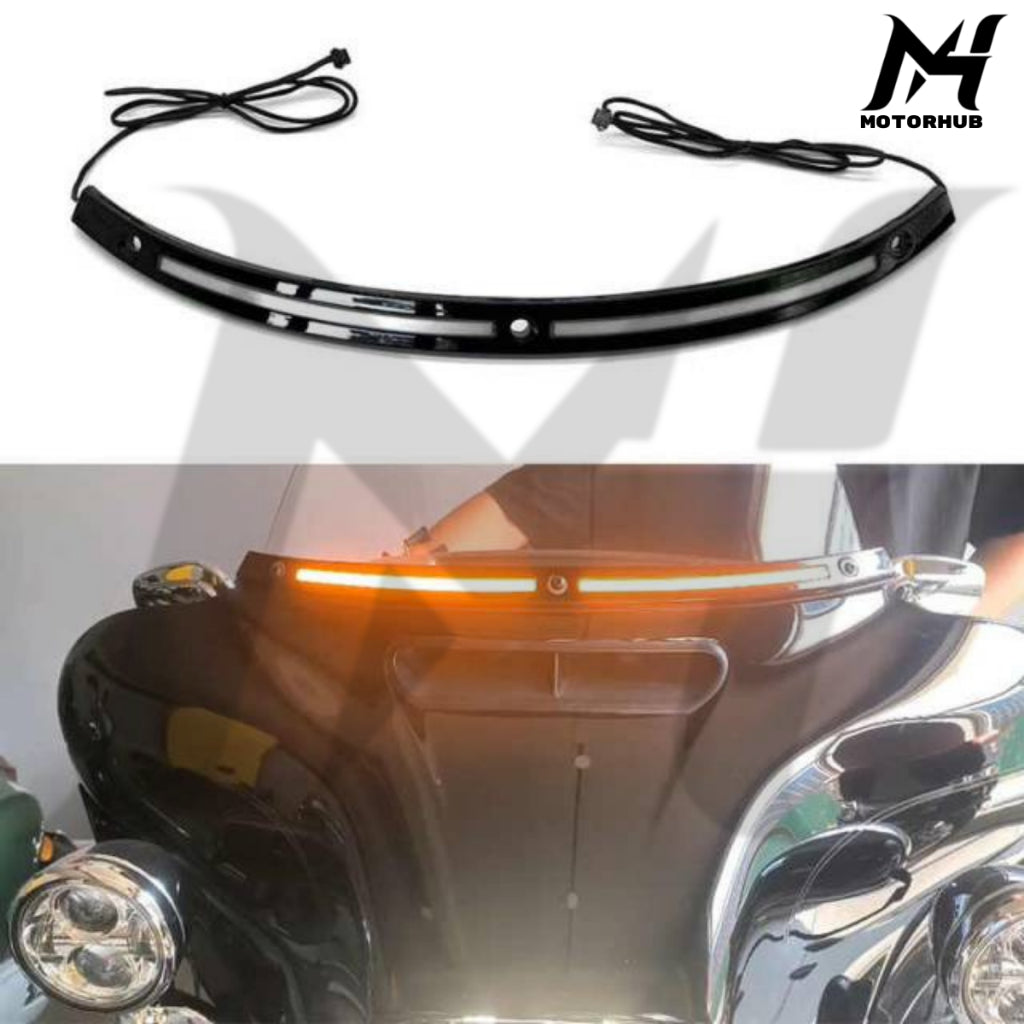 Motorcycle LED Windshield Trim Flow Turn Singal in Amber White DRL for Harley Touring 2014-2024 MH9900510