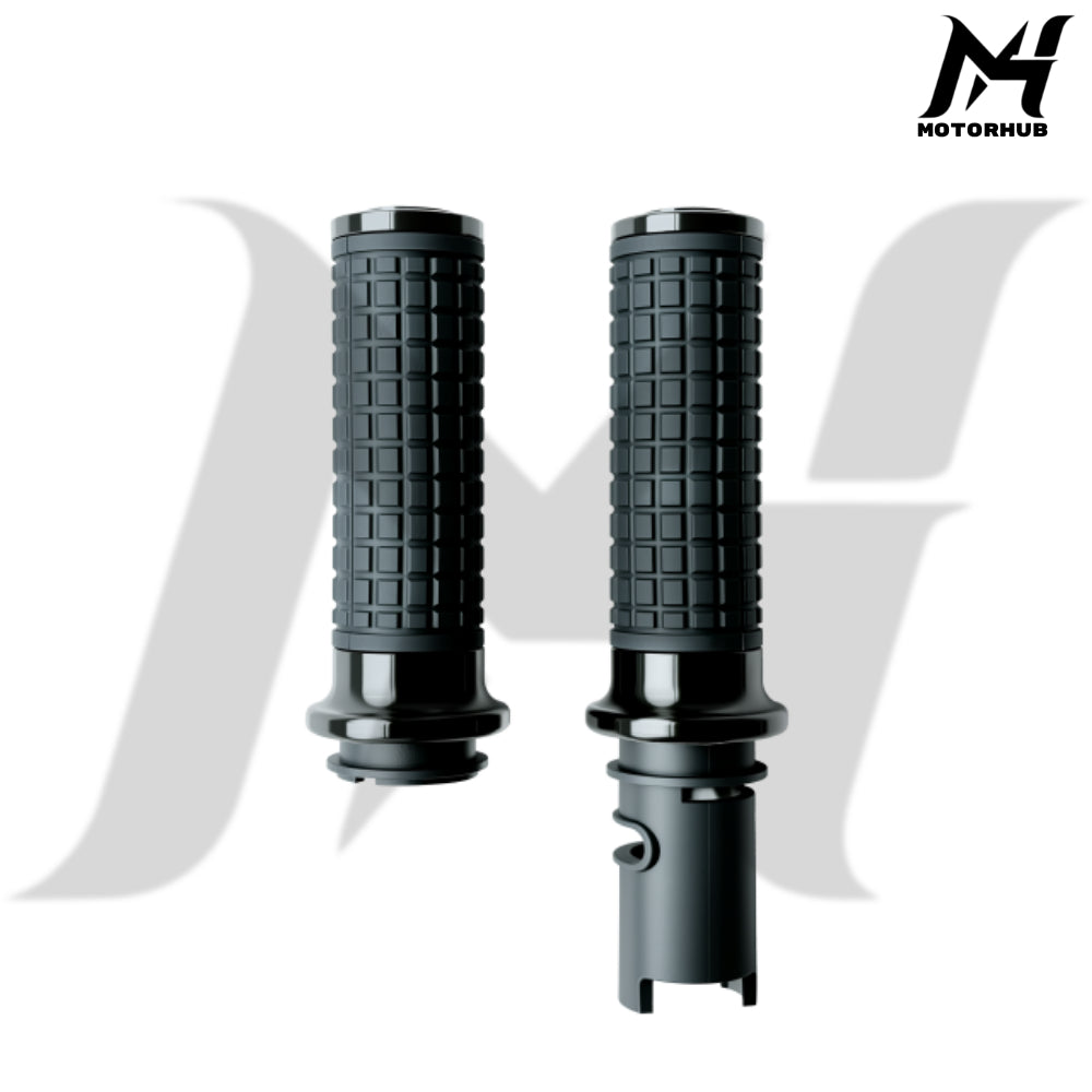 MH Style Silicone Rubber Grips with CNC Alloy Touring 2023+ Throttle By Wire [Black] MH9901084