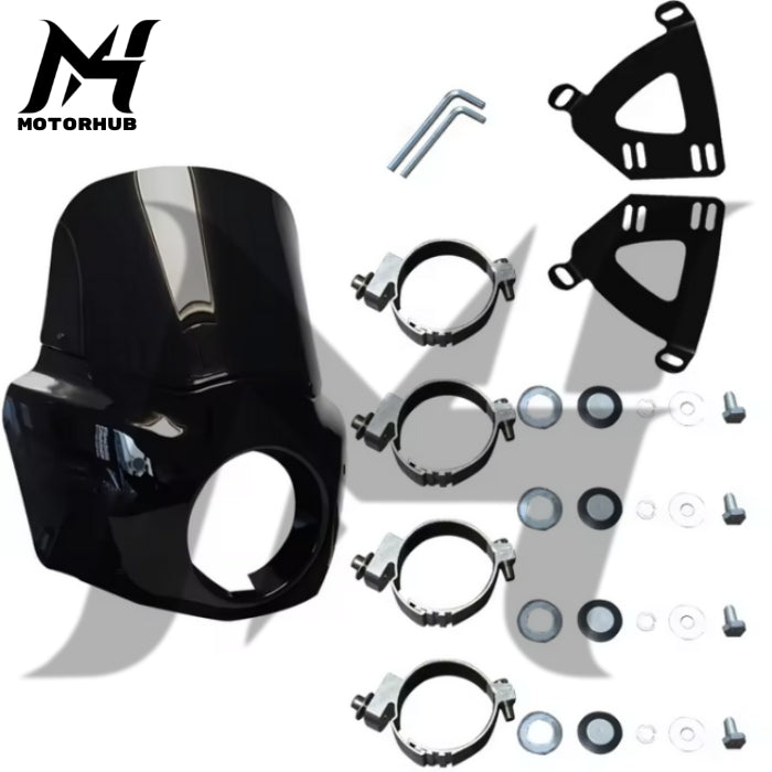 DS RW 11 Inch Headlight fairing Harley Davidson Motorcycle with 49mm clamps [Dark Smoke] Fairing Clubstyle MH990082
