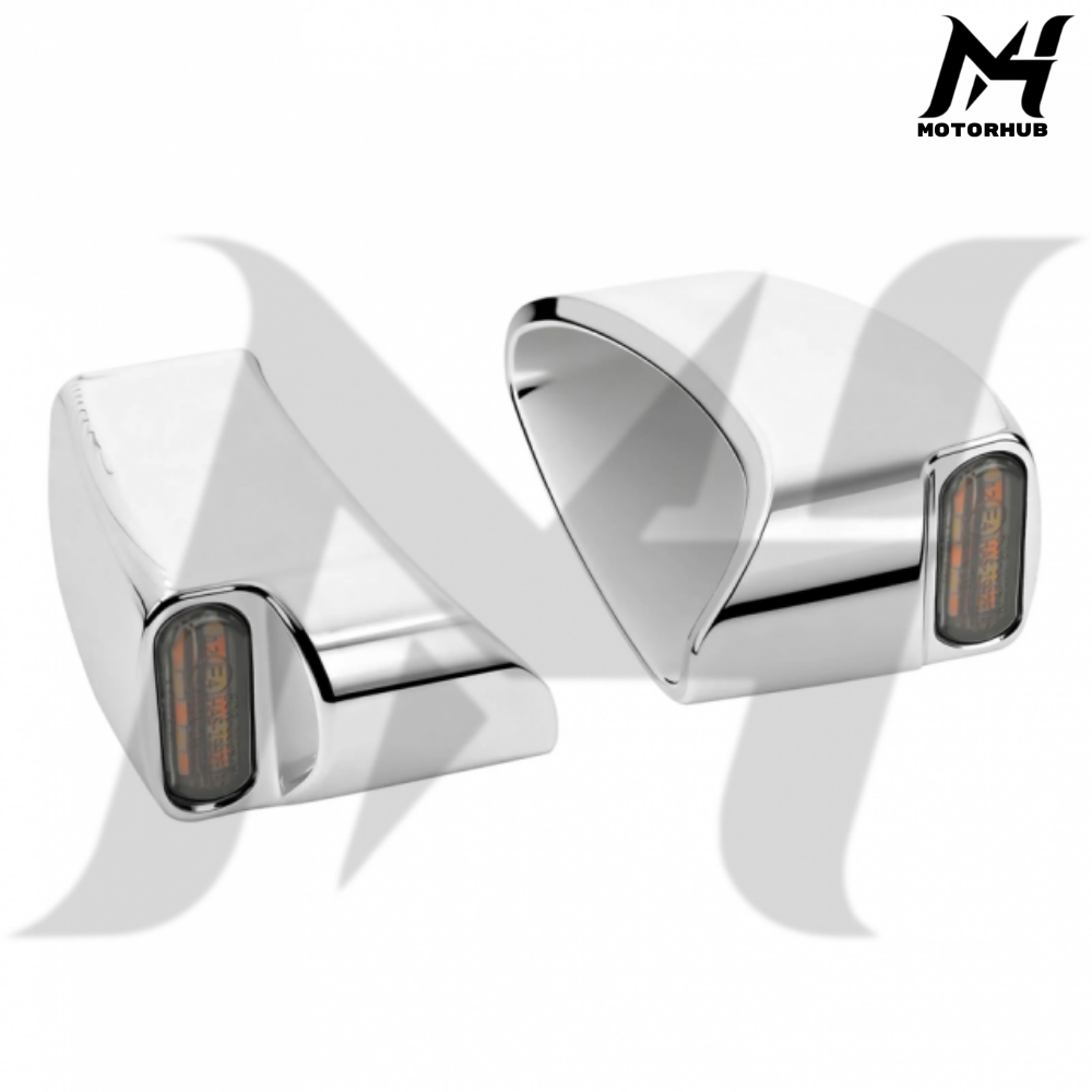 Motorcycle E-Mark LED Front Turn Signals Indicators for Harley Touring Road Glide 2014-2023 [Chrome] MH9901218
