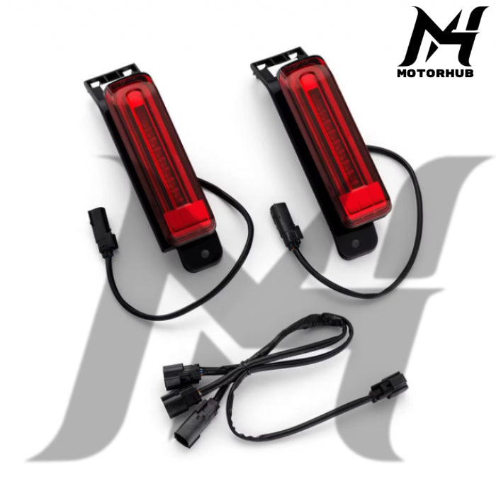 Strong Beam Saddlebag Filler Light Harley Touring 14-24 Performance Bagger Stop Light Harley Davidson Motorcycle [Black-Red] Lampu Harley MH990040