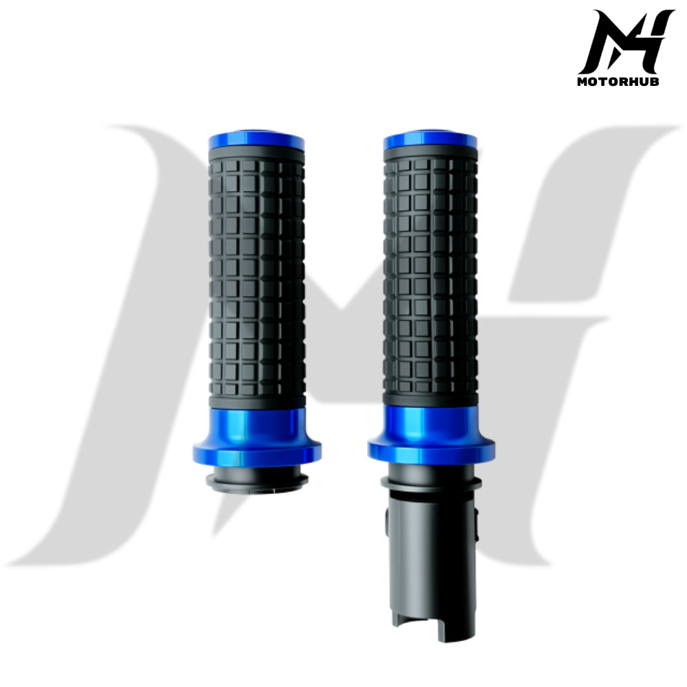 MH Style Silicone Rubber Grips with CNC Alloy Touring 2023+ Throttle By Wire [Blue] MH9901088