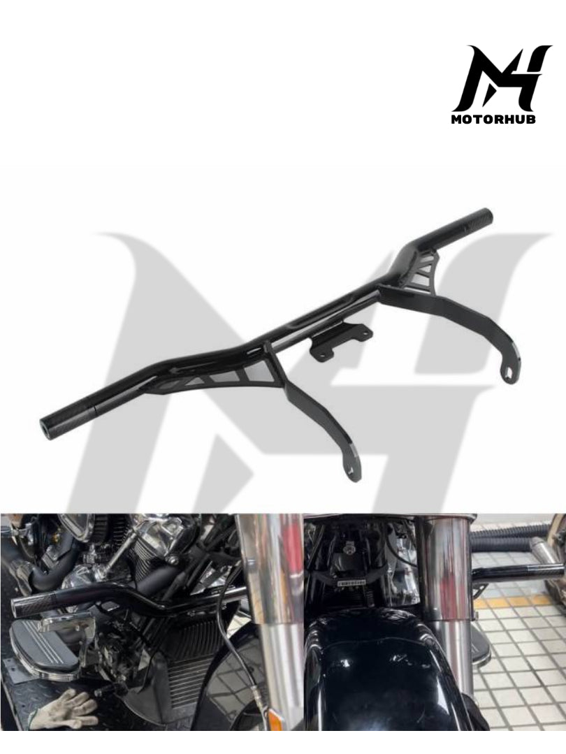 Front Highway Engine Guard Crash Bar Frame Slider Flat-Out Bar For Harley Touring Road King Road Glide Electra Street Glide FLHR FLHT 2014-24 [Black] MH9900464