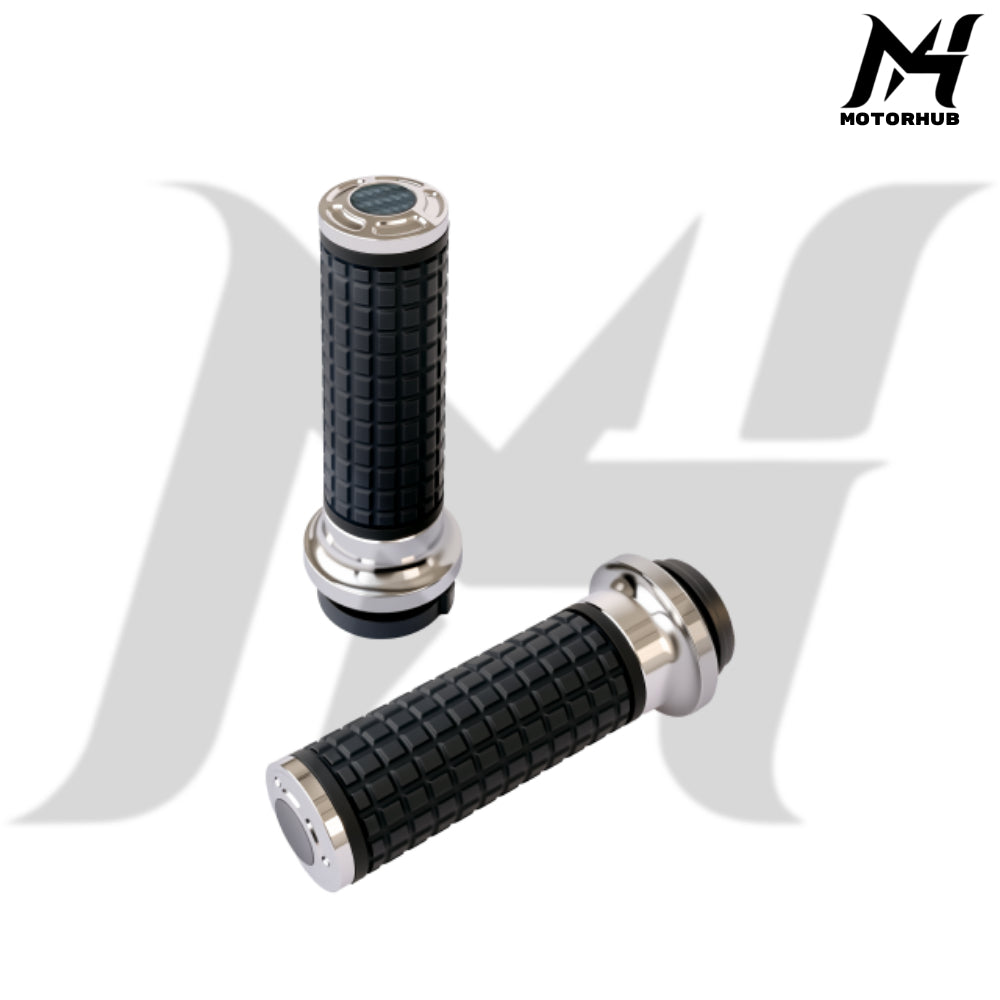 MH Style Silicone Rubber Grips with CNC Alloy Throttle By Wire [Silver] MH9901078