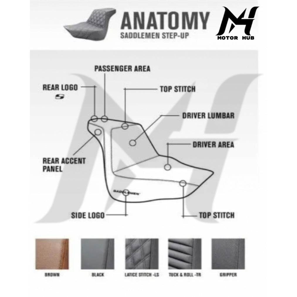 Saddlemen Step-Up Front LS Seat [Customs] Low Rider FXLR/FXLRS/FXLRST, Sport Glide FLSB 2018-2024 BG100869