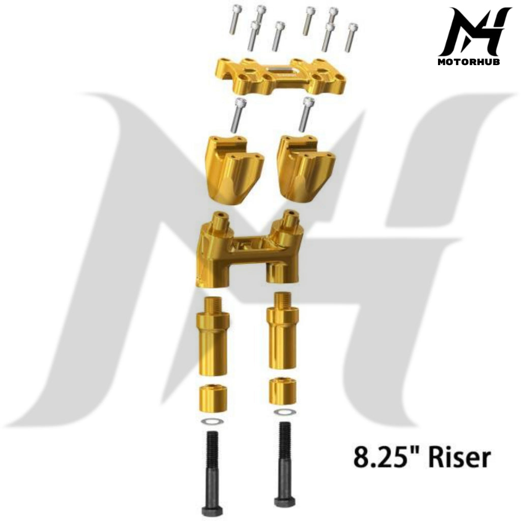 1 Inch NICE CNC 8 Inch Modular Kickback Isolated Handlebar Riser Backward 1.5 [Gold] MH990001
