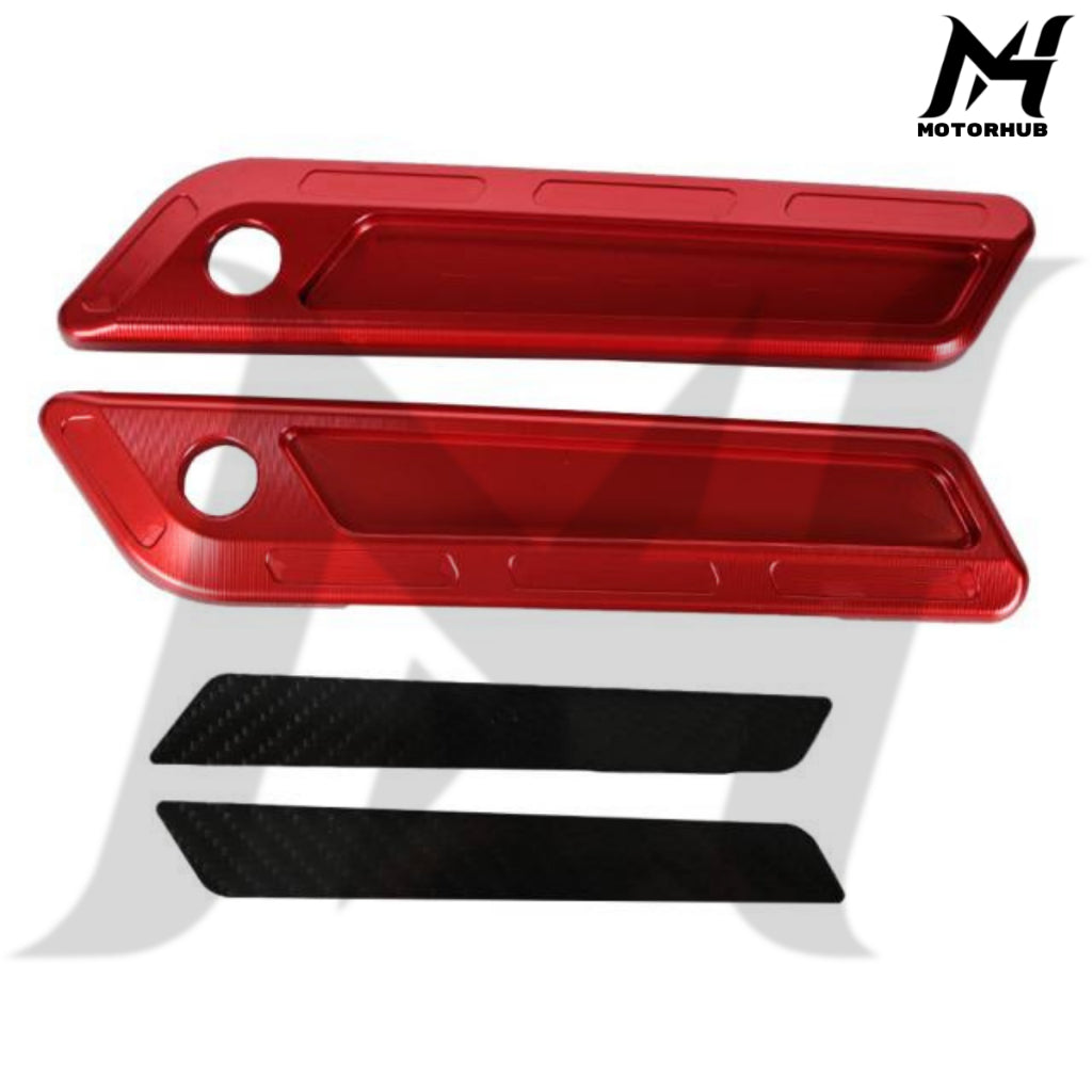 CNC Aluminum T6061 Saddlebag Hinge Latch Covers with Carbon Fiber reflector 2017-2023 [Red] MH7700331