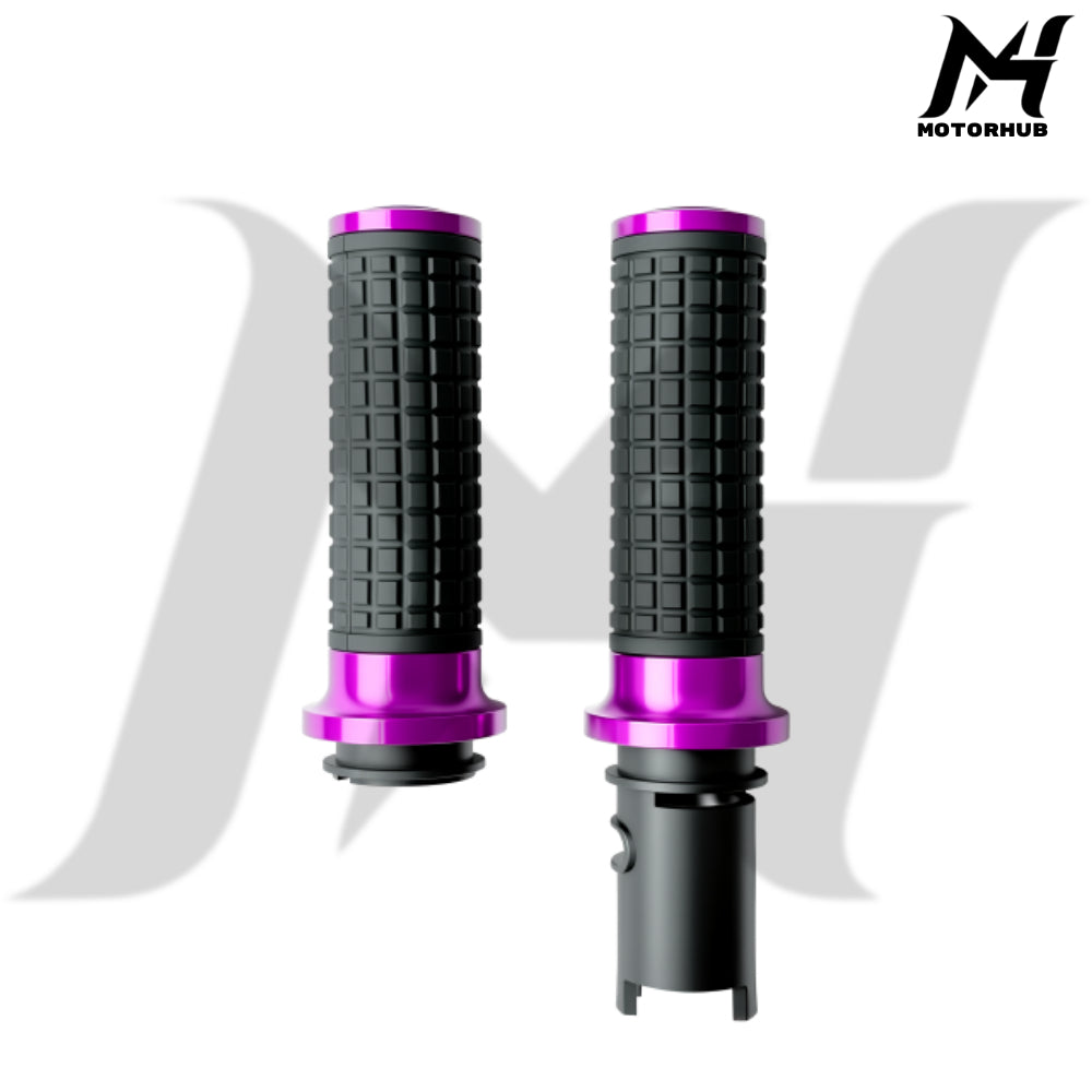 MH Style Silicone Rubber Grips with CNC Alloy Touring 2023+ Throttle By Wire [Purple] MH9901089