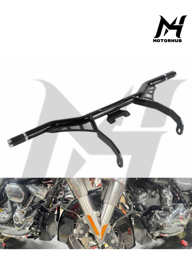 Front Highway Engine Guard Crash Bar Frame Slider Flat-Out Bar For Harley Touring Road King Road Glide Electra Street Glide FLHR FLHT 2014-24 [Chrome] MH9900466
