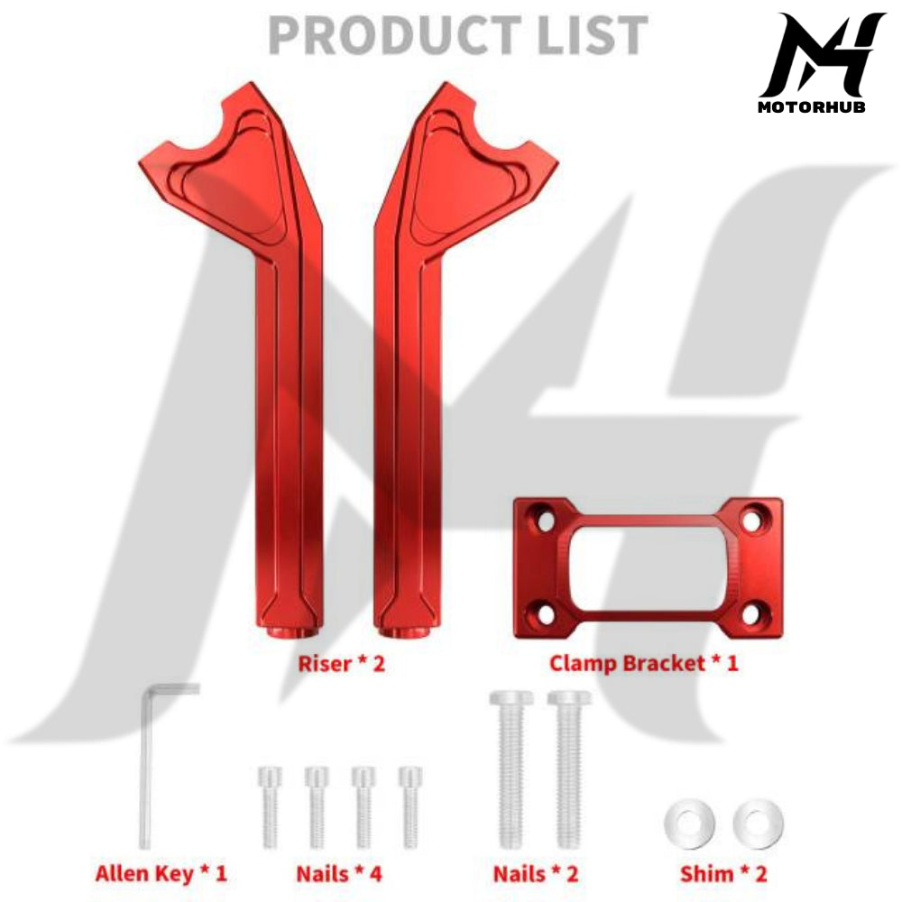 Riser Harley Clamp 1 Inch  Tinggi 10 Inch Tall Handlebar Riser Clamp Fit Harley Softail Street Bob Lowrider ST 2018-up [Red] MH9900491