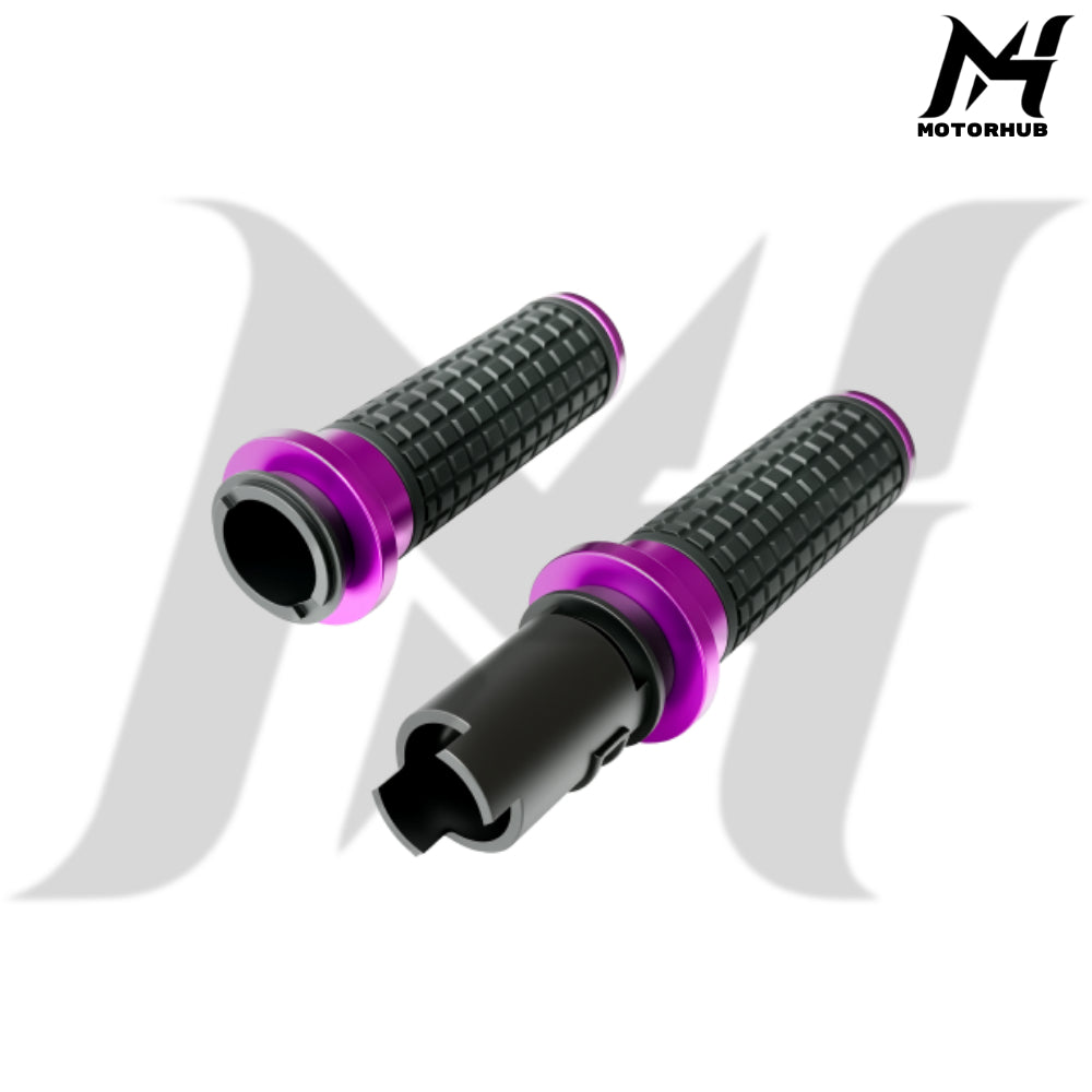 MH Style Silicone Rubber Grips with CNC Alloy Touring 2023+ Throttle By Wire [Purple] MH9901089
