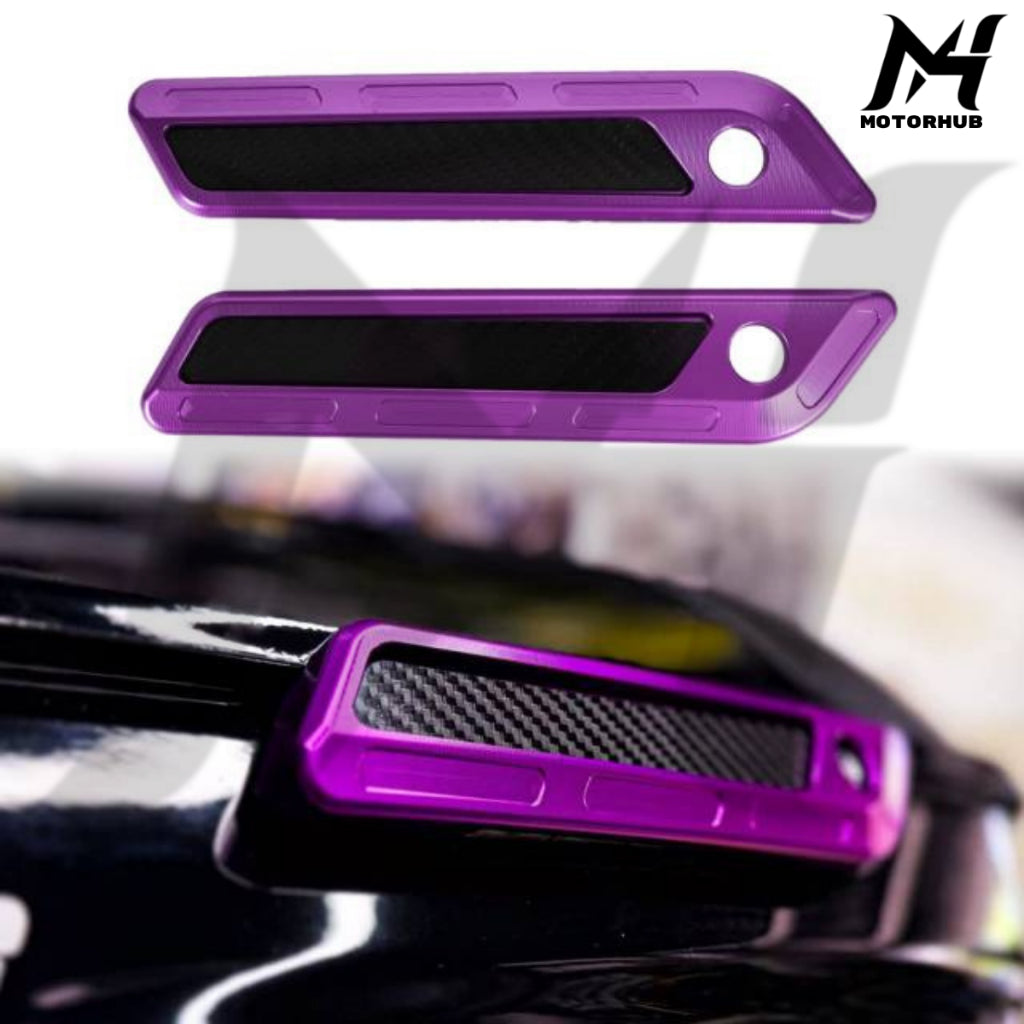 CNC Aluminum T6061 Saddlebag Hinge Latch Covers with Carbon Fiber reflector 2017-2023 [Purple] MH7700334