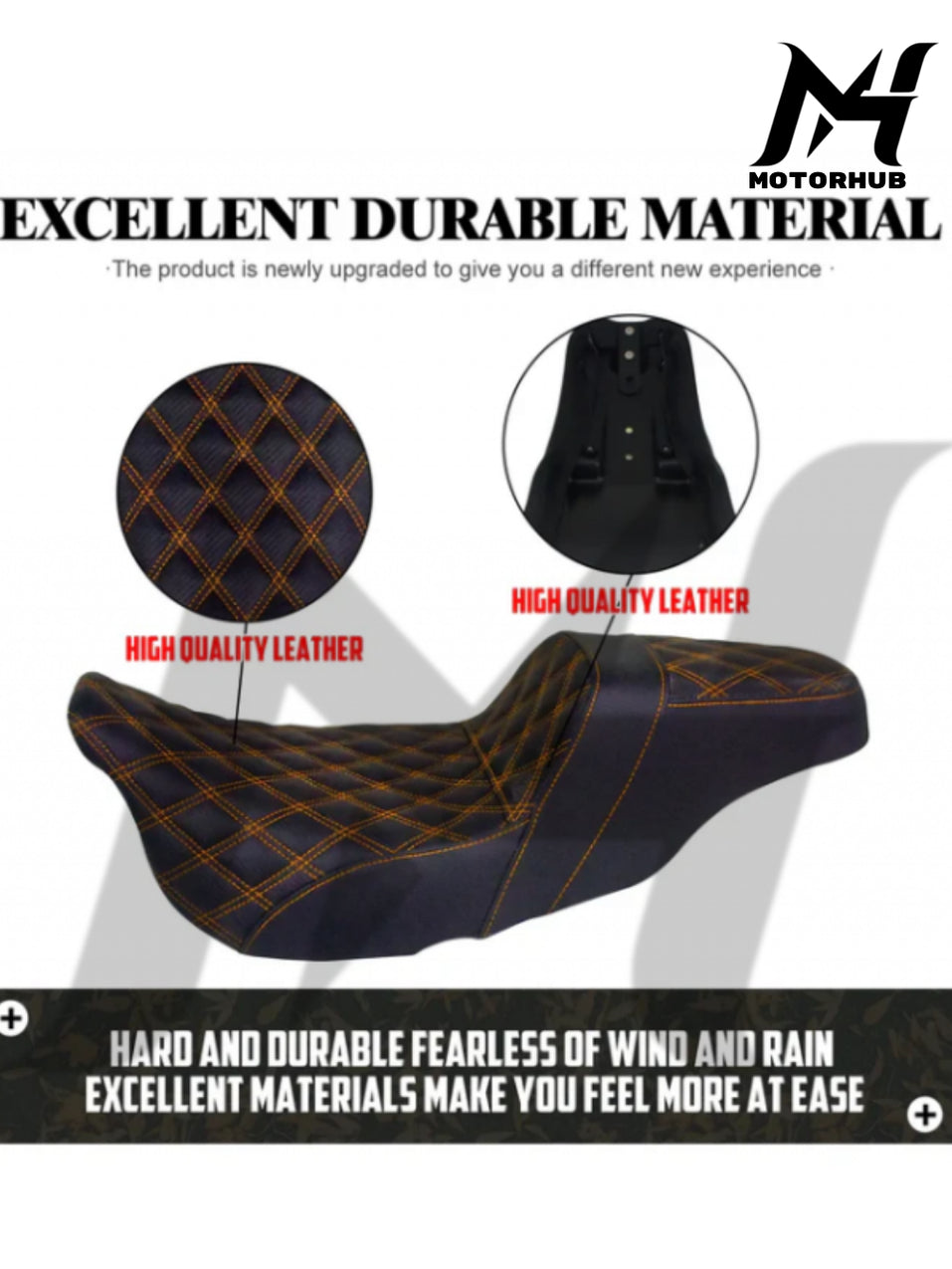Rider Passenger Step Up Seat for Harley Touring 08-23 [Orange] Stitching MH9900495