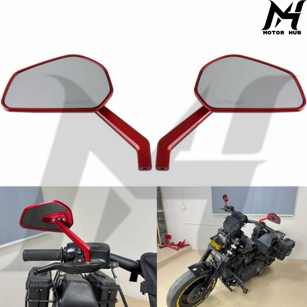 [Red] Carbon Fiber Mirrors Rearview Side Mirror For 8mm 10mm Mirror Thread MH990093