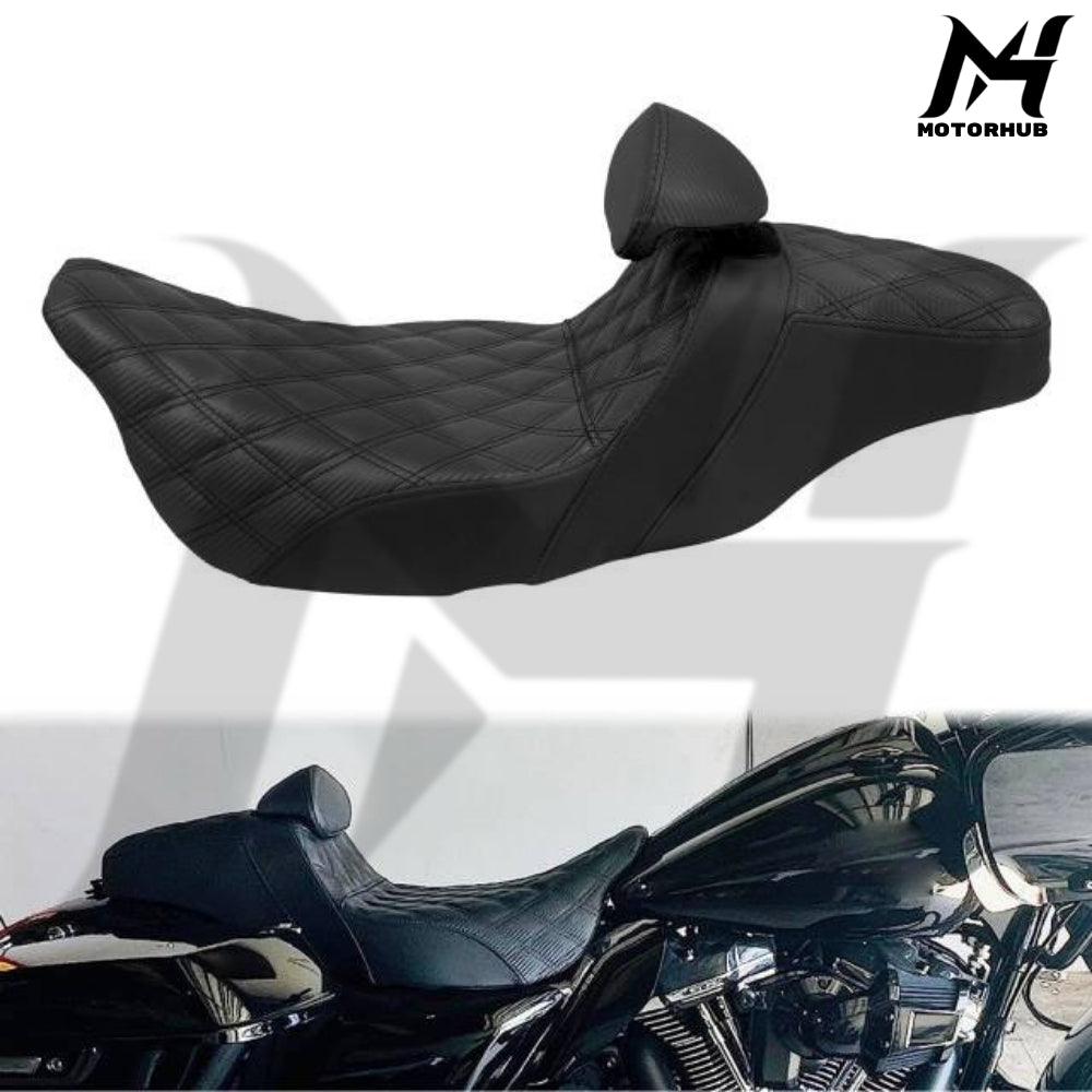 Aftermarket Two-up seat with rider backrest for Harley Steet Glide Road Glide Road King Touring 09-23 BG100805