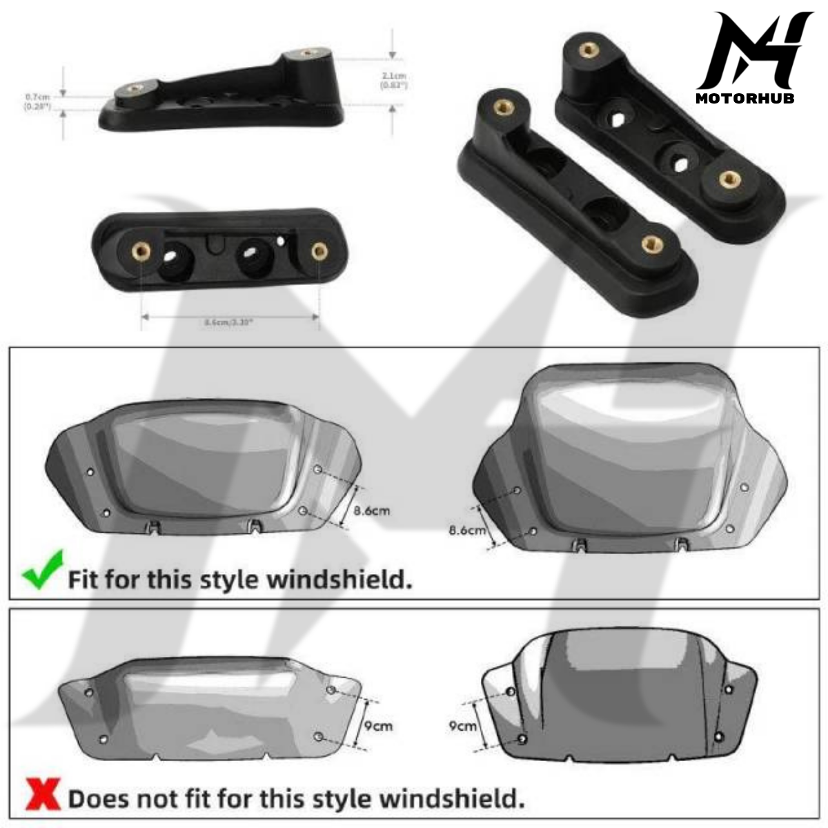 Black Windshield Bracket Fit For Harley CVO Street Glide 2023-2024 Mount Support MH9900692