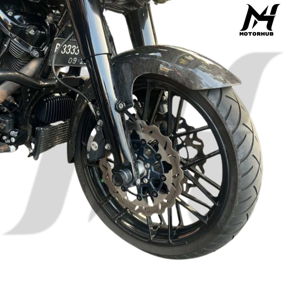 Black Carbon Fiber Front Long Fender for Harley 2014+ [Standard Twill Glossy] RW7700123