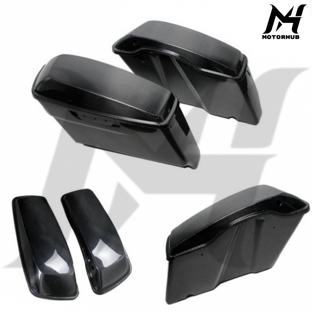 Black Carbon Fiber Saddlebag Full Set 2014-2023 Street Road Glide [Twill Glossy] BG100808