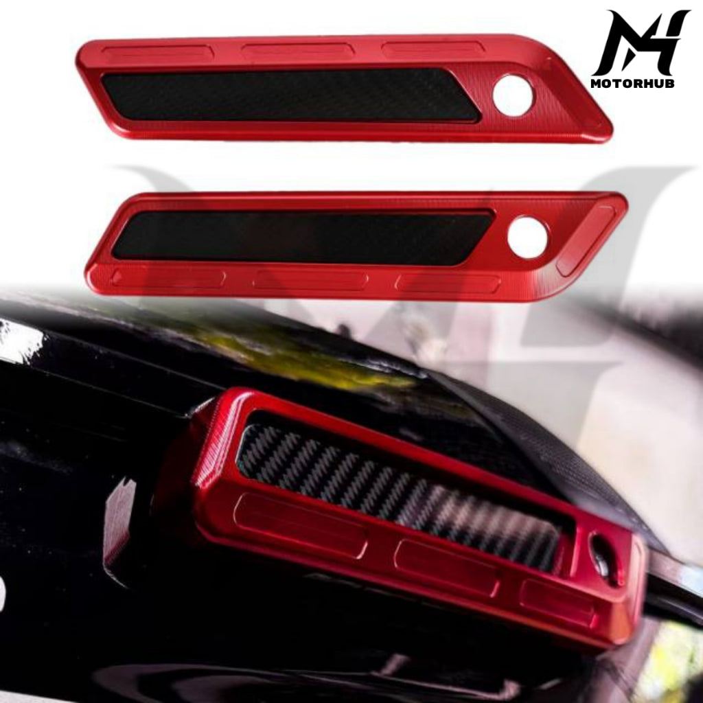 CNC Aluminum T6061 Saddlebag Hinge Latch Covers with Carbon Fiber reflector 2017-2023 [Red] MH7700331