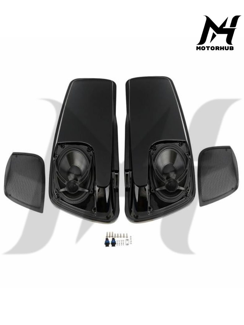 5x7 Saddlebags Lids W/ Speakers For Harley Touring Electra Street 14-23 [Black] MH9900221