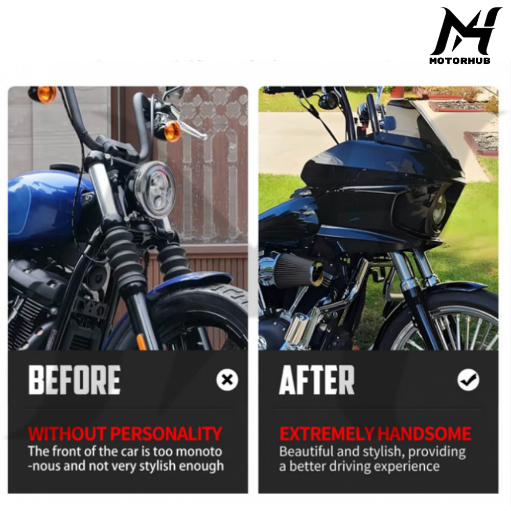 Gloss Black Front Headlight Fairing with 8” Windshield for Harley Dyna 06-17 MH9901141