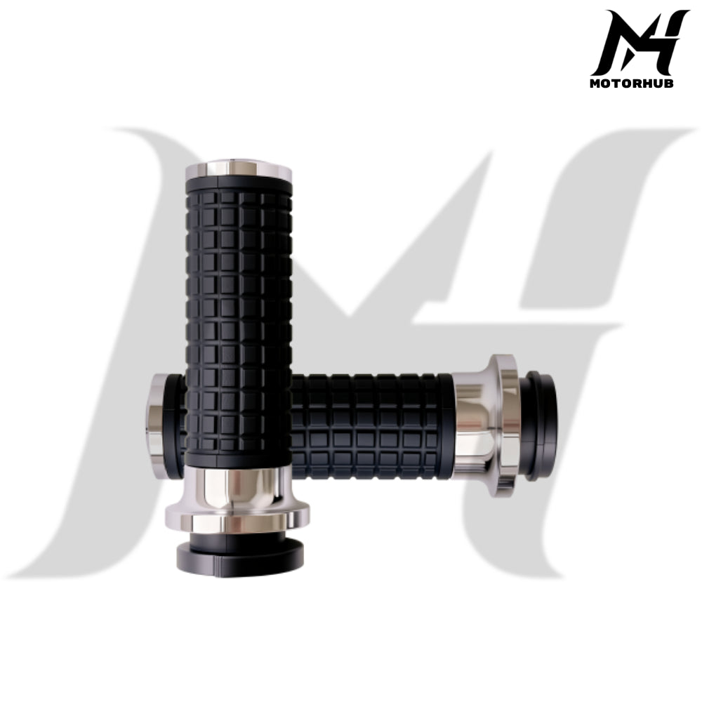 MH Style Silicone Rubber Grips with CNC Alloy Throttle By Wire [Silver] MH9901078