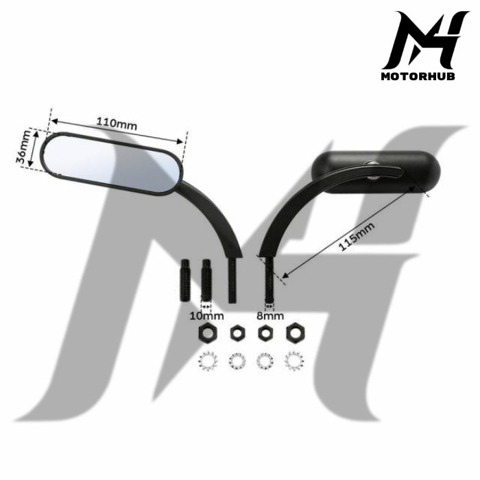 Universal 8mm 10mm M8 M10 Mini Oval Rear View Mirrors Fit For Harley Touring Softail Dyna Sportster MH9900349